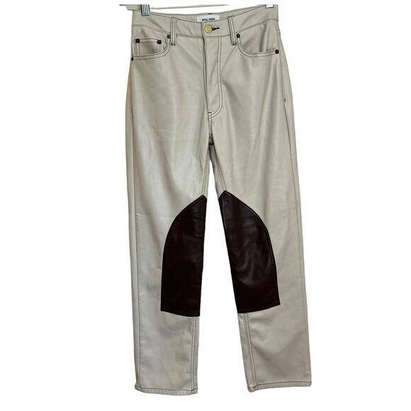 Still Here Vegan Leather Tate Straight Pants in Oxford Bone sz 24 $350 - Picture 1 of 12